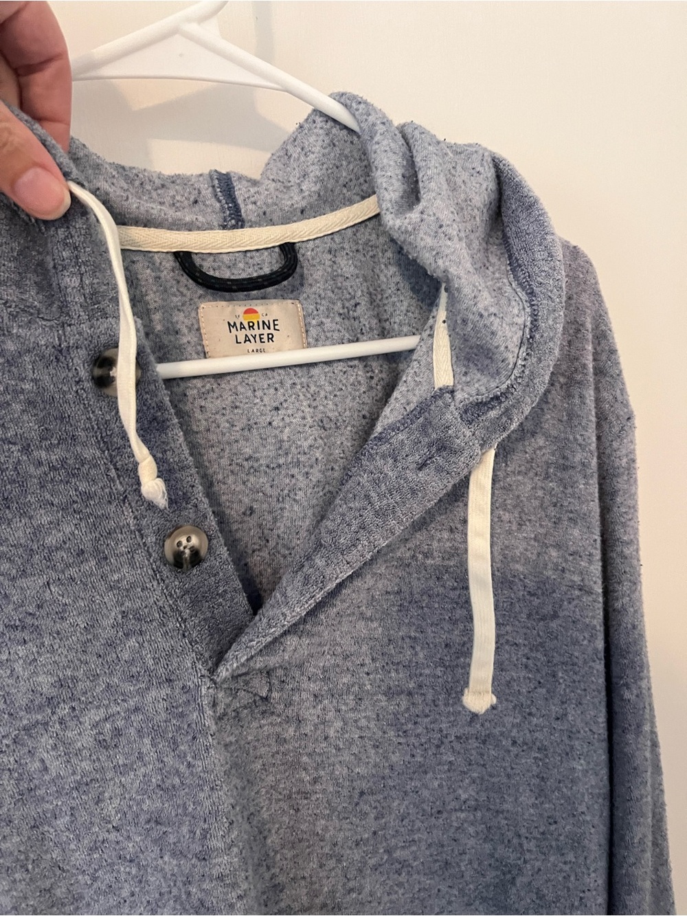 Marine Layer Terry Beach Hoodie Light Blue Men’s Large - Picture 5 of 9
